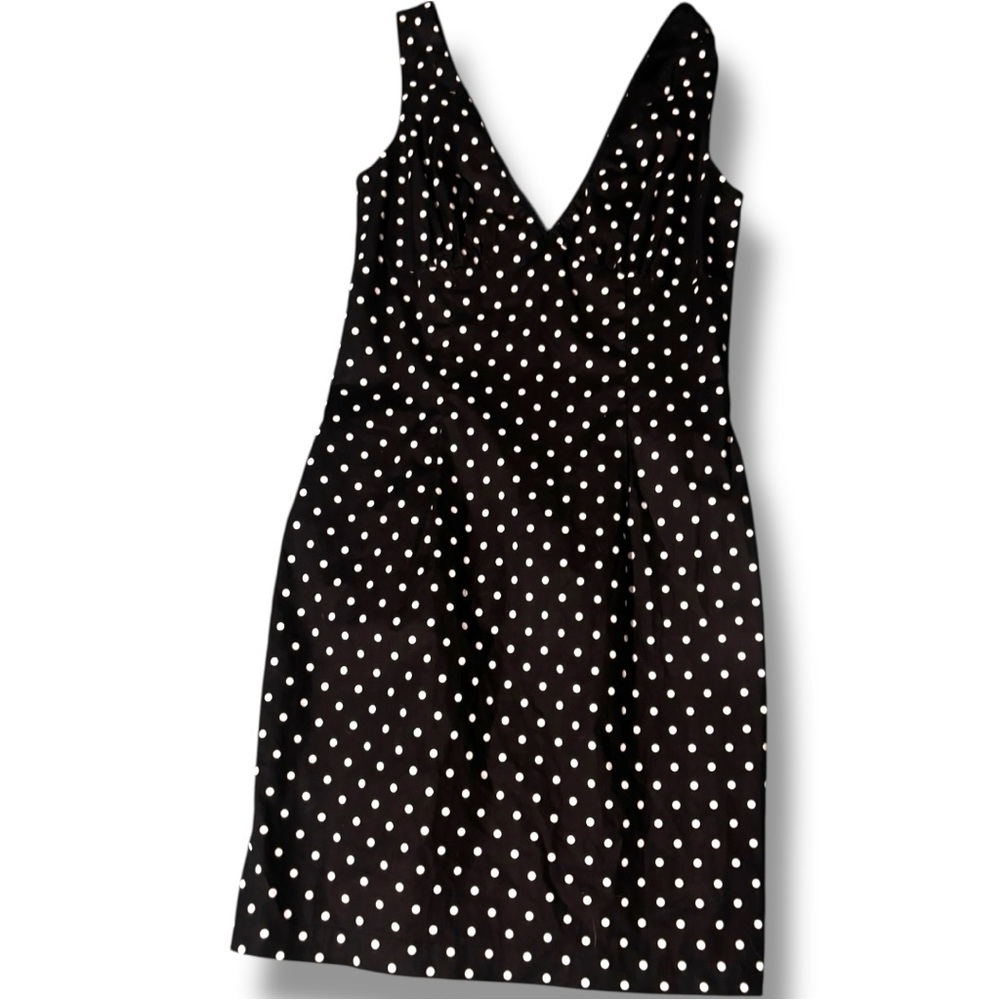 Forever 21 Black and White Polka Dot V-Neck Mini Fitted Sleeve/Backless Dress - Picture 7 of 15